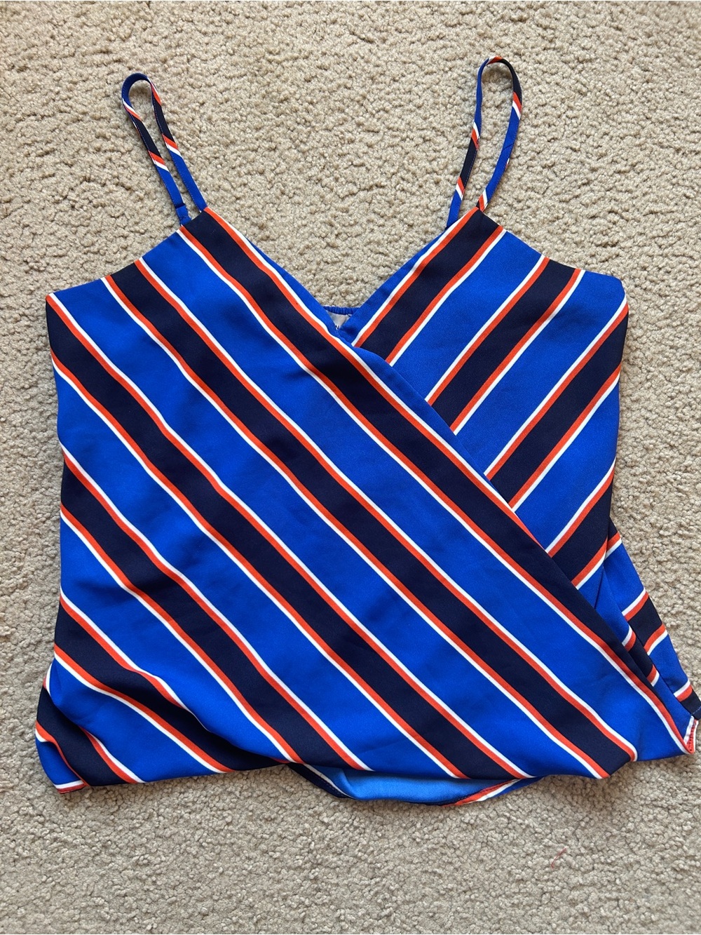 Allison Joy Striped Blue Wrap Cami Tank Top